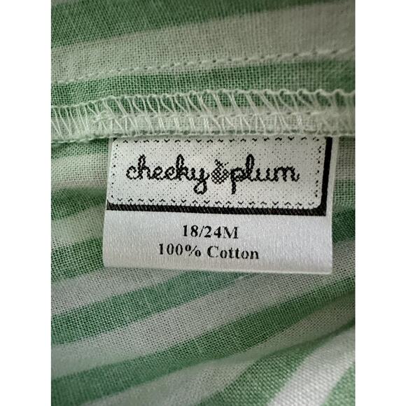 Cheeky Plum Green Striped Sleeveless Cotton Dress Baby 18/24M - Picture 8 of 10